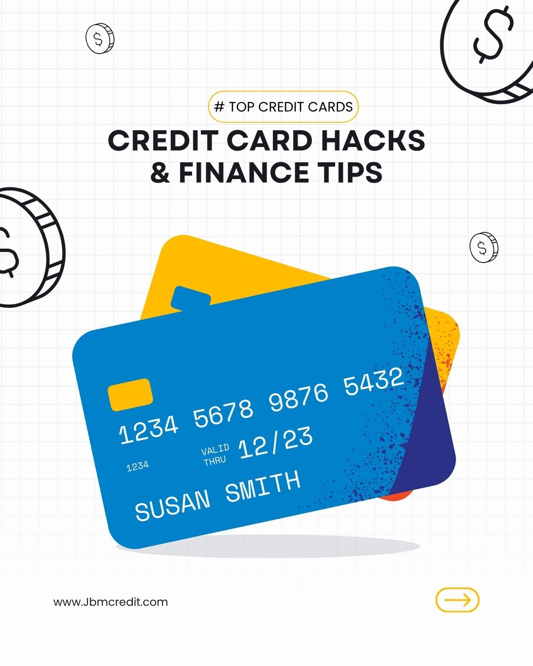 White and Blue Simple Credit Card Hacks Tips and Tricks Instagram Post